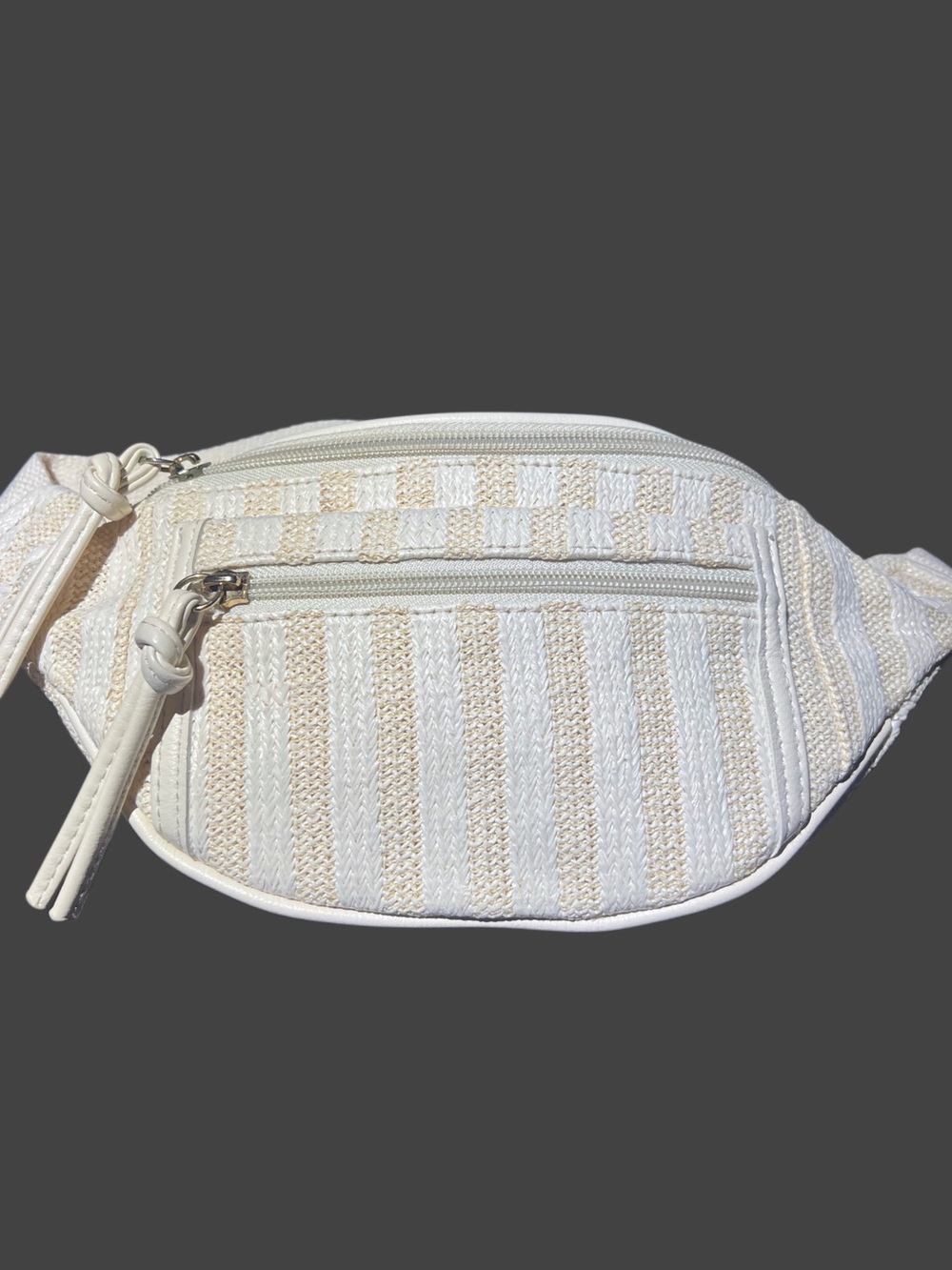 Wild Fable Woven Stripe White & Cream Crossbody Fanny Pack